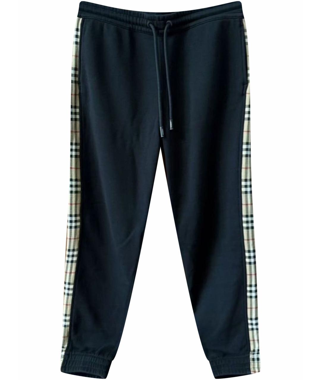 BURBERRY Черные хлопковые повседневные брюки, фото 1