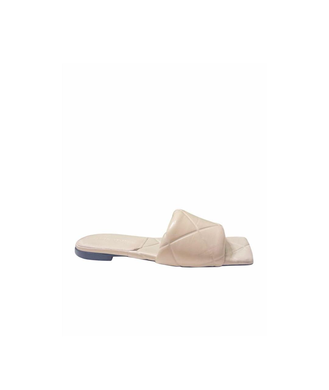 BOTTEGA VENETA Белые кожаные шлепанцы, фото 6