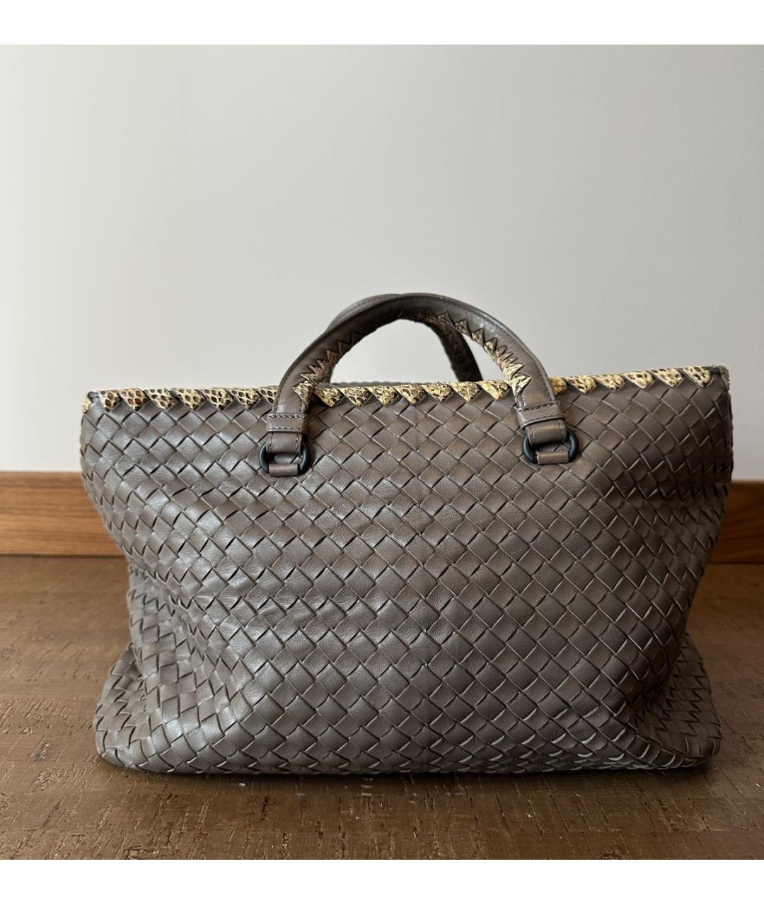 BOTTEGA VENETA Антрацитовая кожаная сумка тоут, фото 9