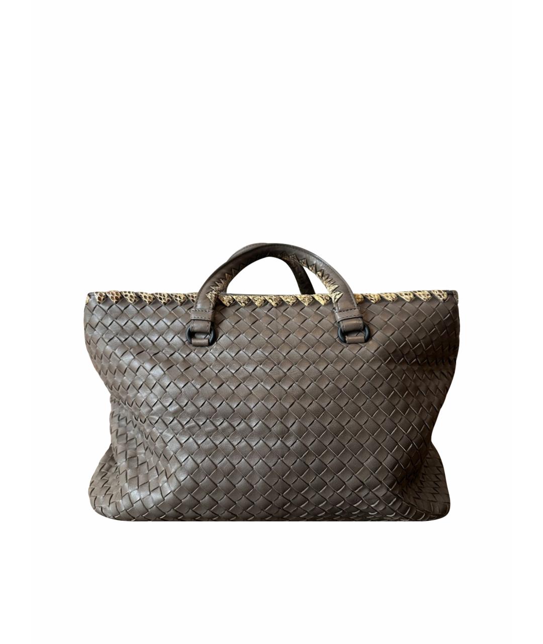 BOTTEGA VENETA Антрацитовая кожаная сумка тоут, фото 1