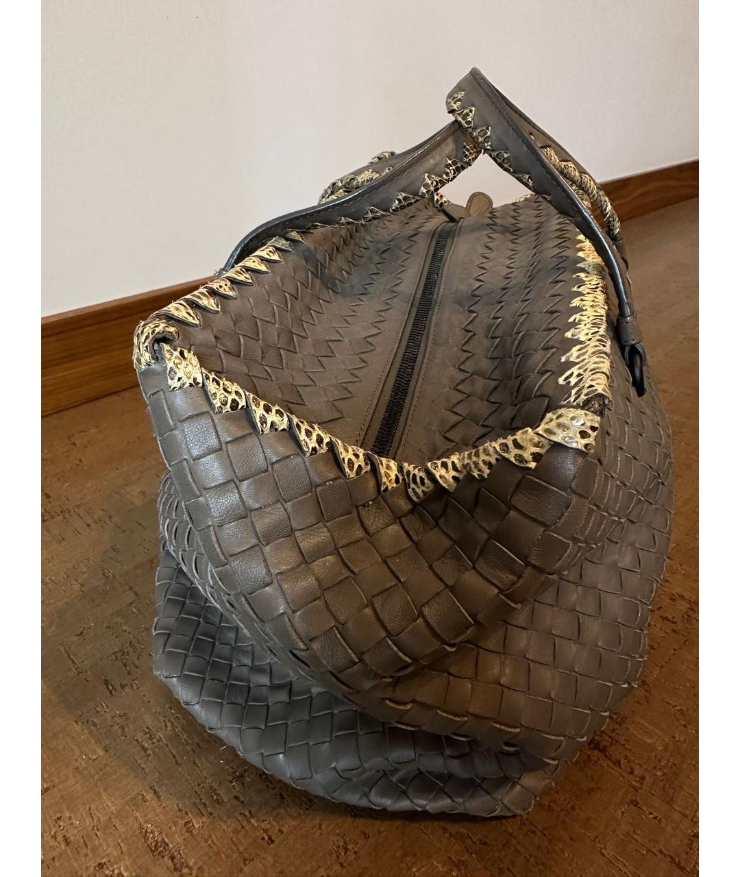 BOTTEGA VENETA Антрацитовая кожаная сумка тоут, фото 2