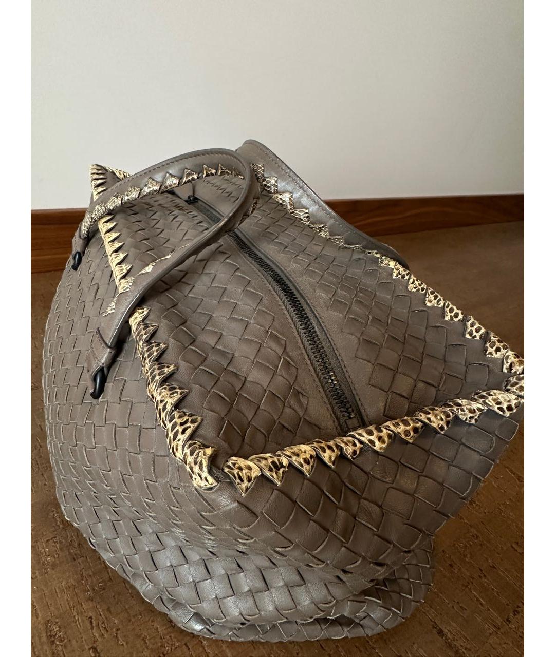 BOTTEGA VENETA Антрацитовая кожаная сумка тоут, фото 3