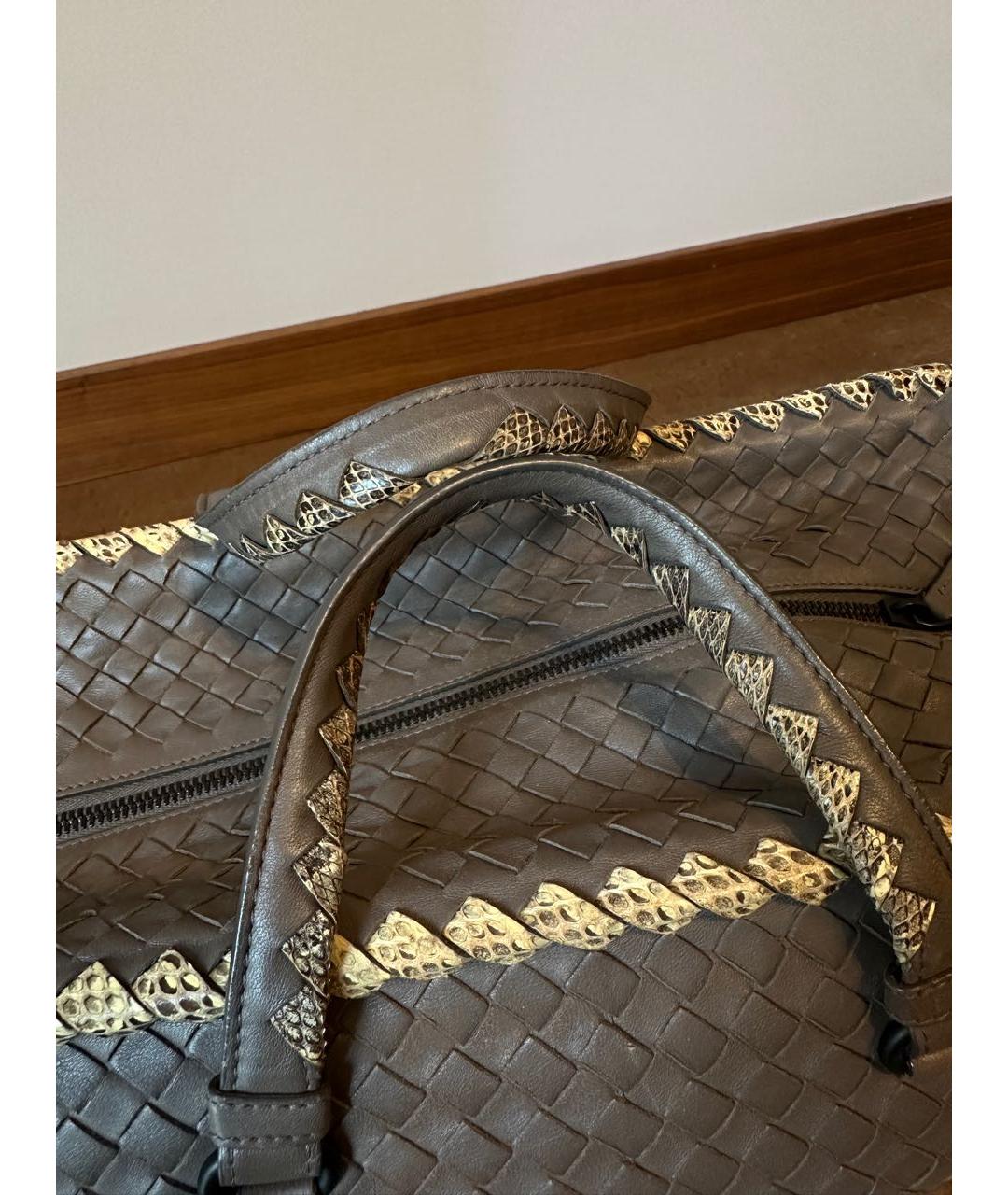 BOTTEGA VENETA Антрацитовая кожаная сумка тоут, фото 7