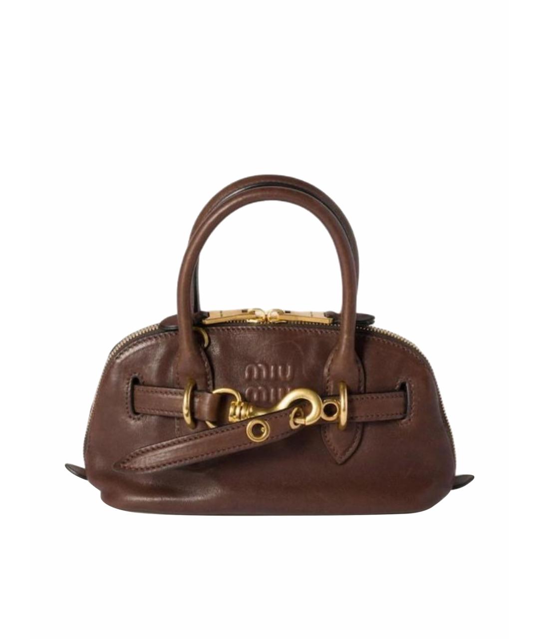 MIU MIU Коричневая кожаная сумка с короткими ручками, фото 1