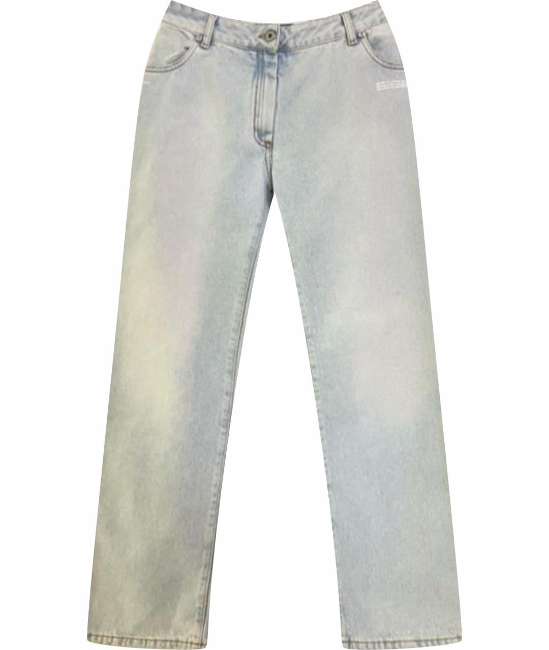 OFF-WHITE Голубые хлопковые прямые джинсы, фото 1