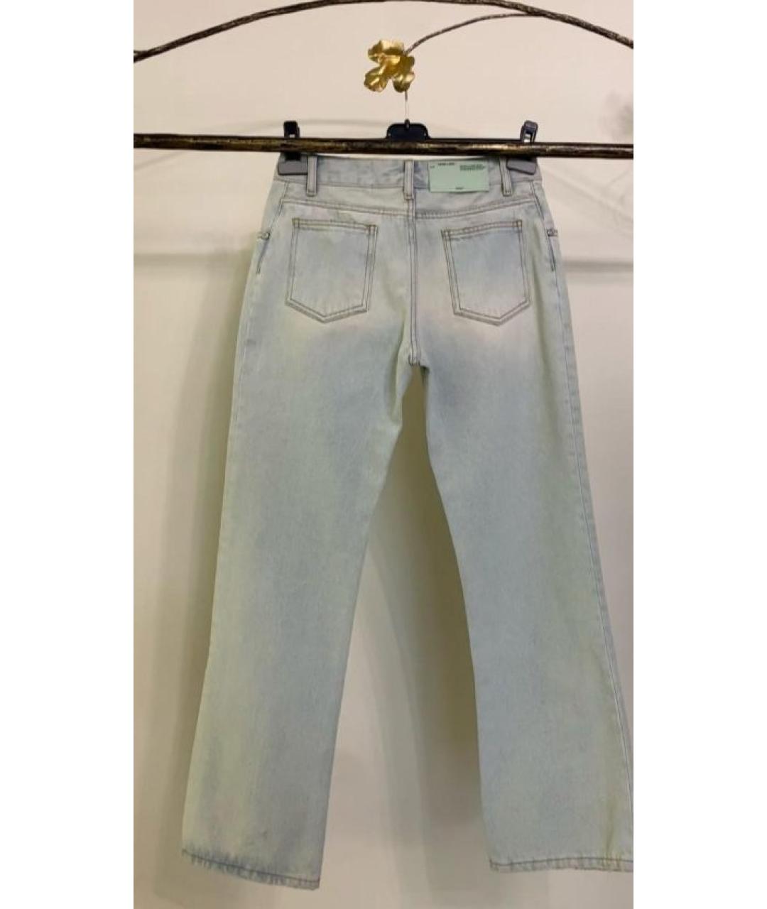OFF-WHITE Голубые хлопковые прямые джинсы, фото 2