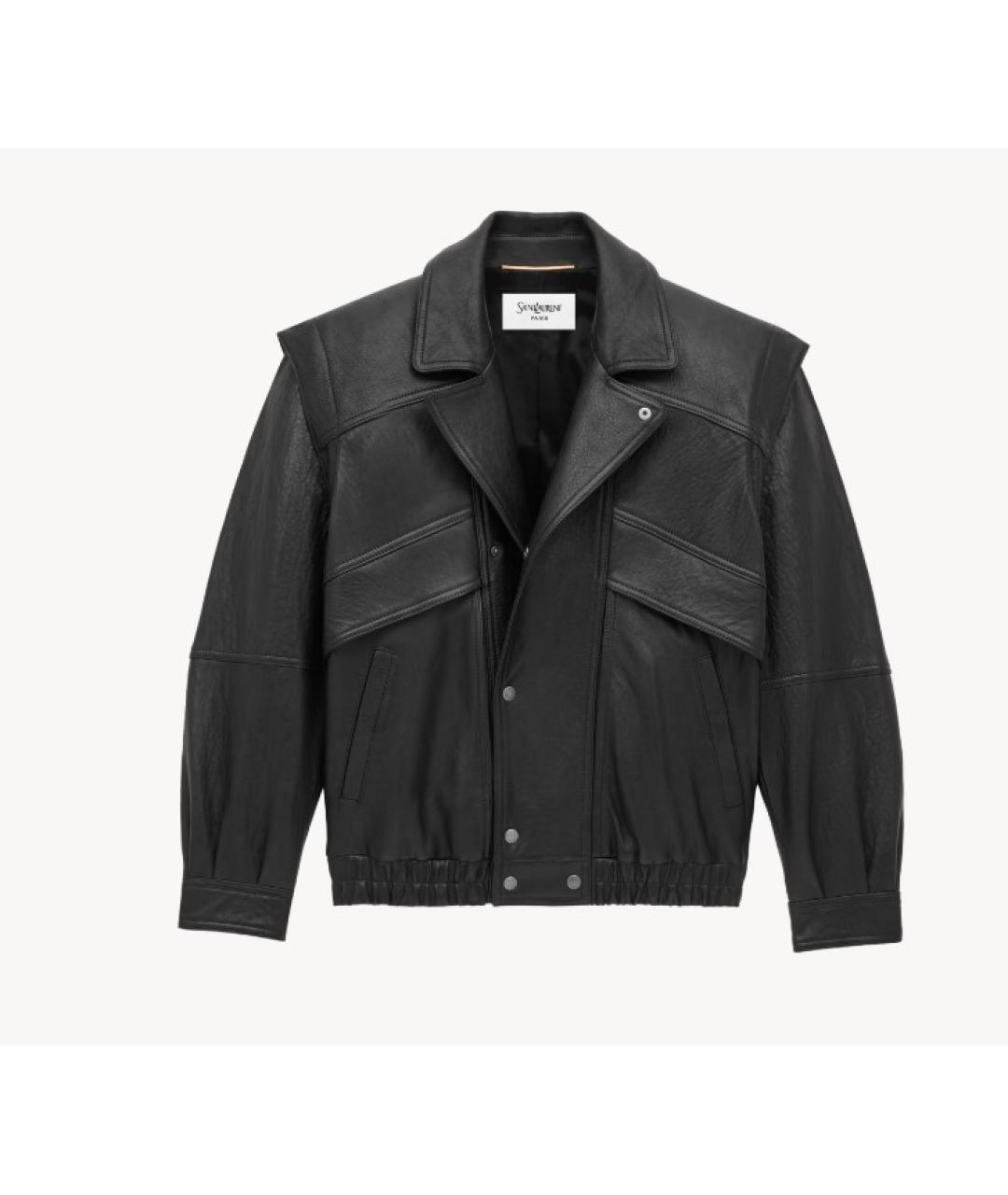 SAINT LAURENT Черная кожаная куртка, фото 2