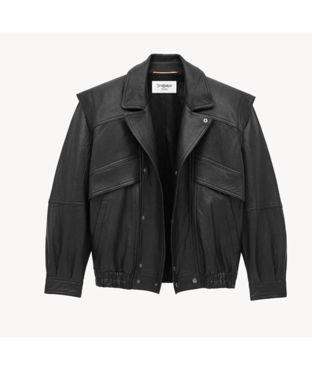 SAINT LAURENT Черная кожаная куртка, фото 3