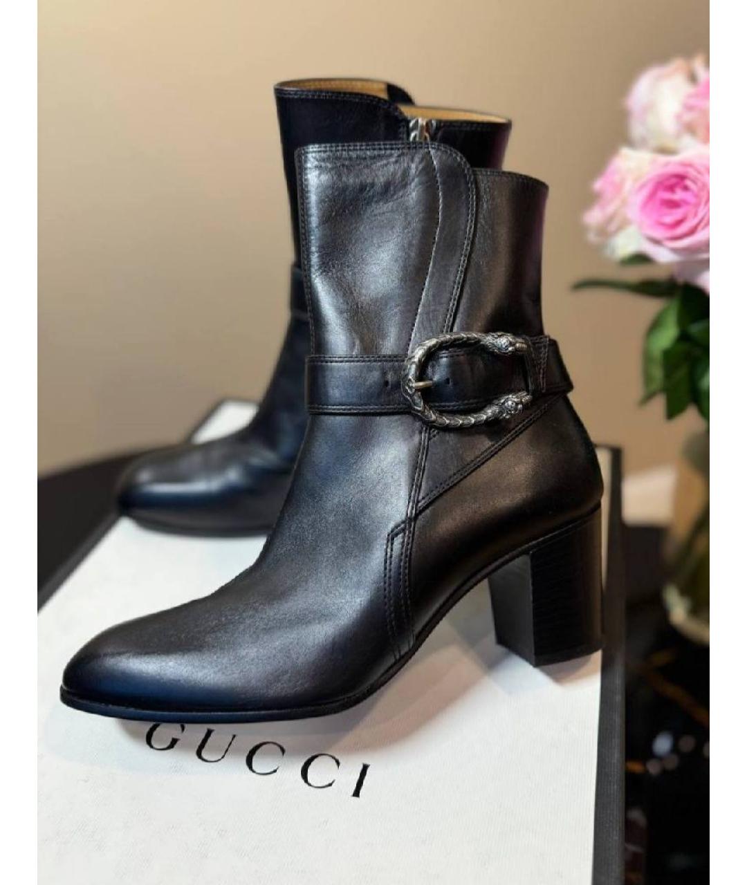 GUCCI Черные кожаные полусапоги, фото 7