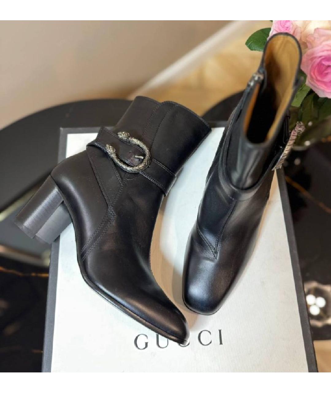 GUCCI Черные кожаные полусапоги, фото 2