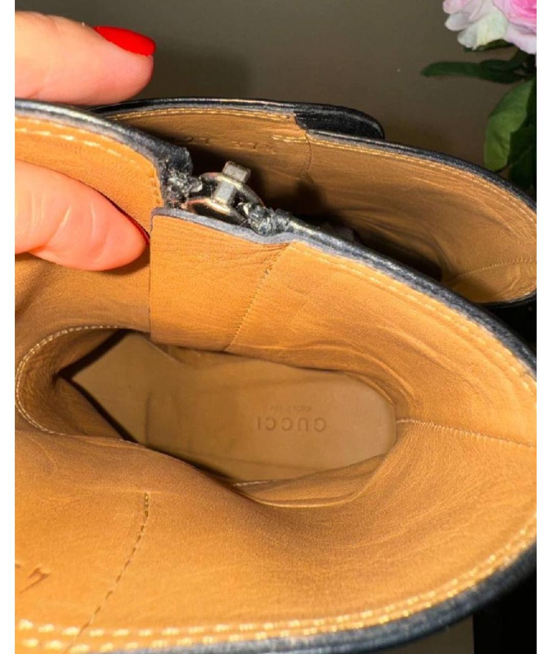 GUCCI Черные кожаные полусапоги, фото 5