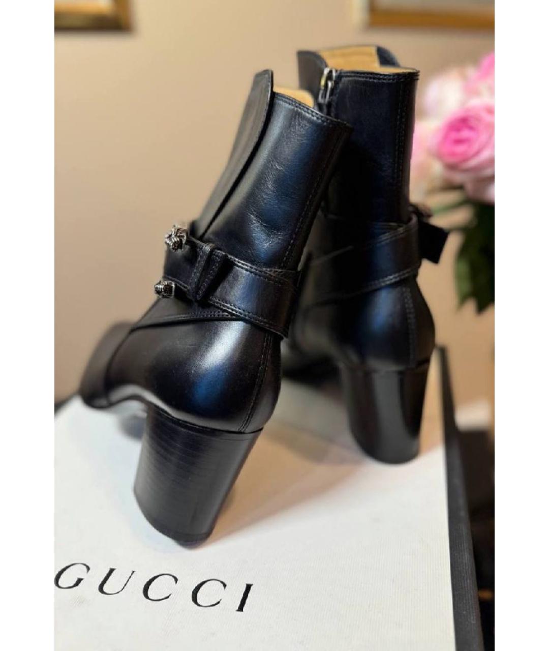 GUCCI Черные кожаные полусапоги, фото 4