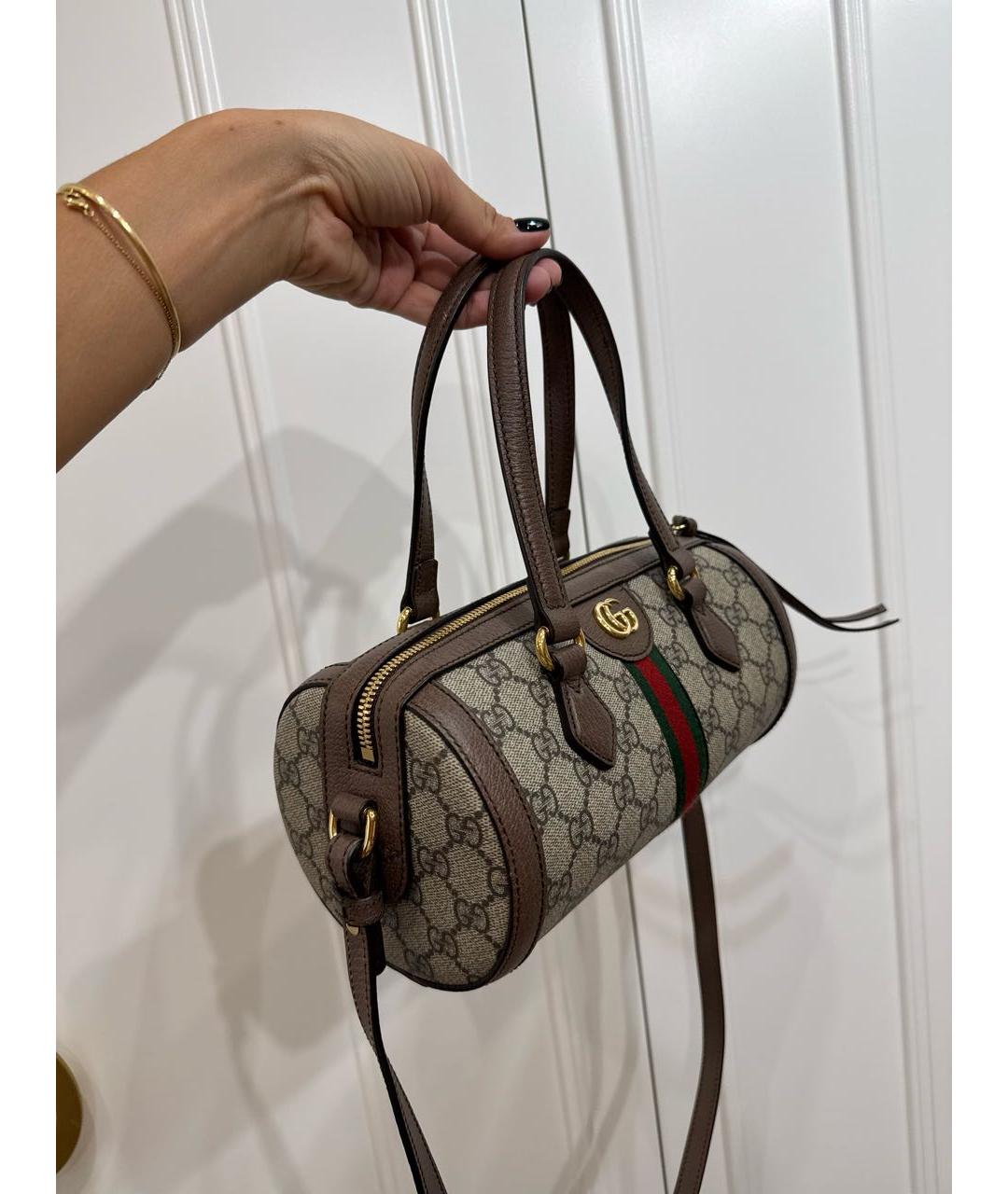 GUCCI Коричневая кожаная сумка с короткими ручками, фото 2
