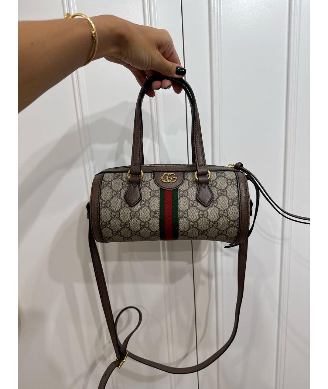 GUCCI Коричневая кожаная сумка с короткими ручками, фото 6