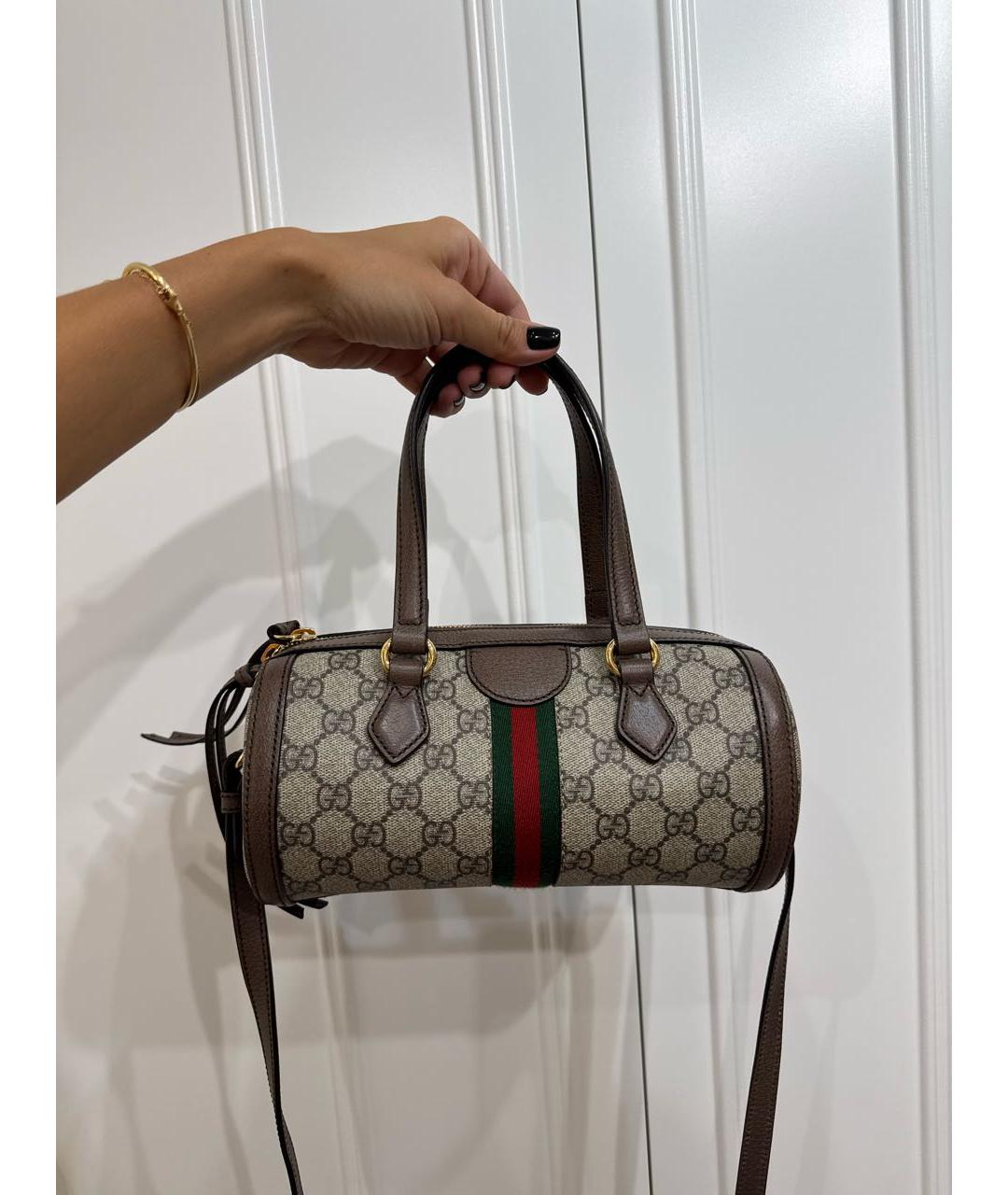 GUCCI Коричневая кожаная сумка с короткими ручками, фото 3
