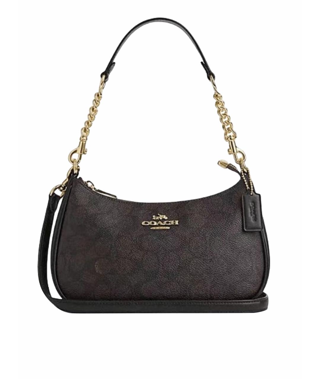 COACH Коричневая сумка с короткими ручками из искусственной кожи, фото 1