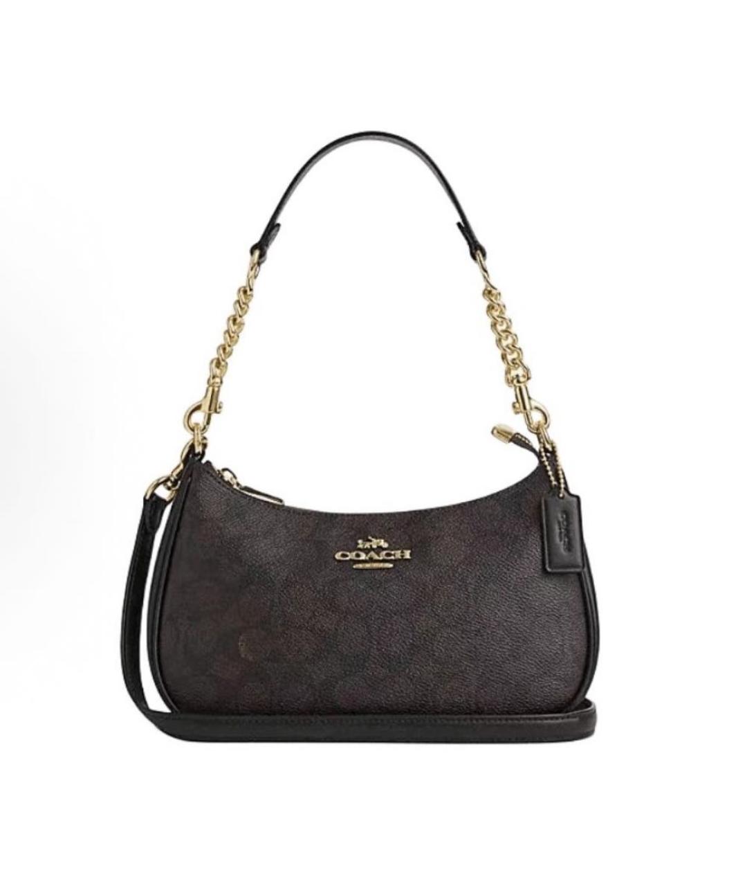 COACH Коричневая сумка с короткими ручками из искусственной кожи, фото 6