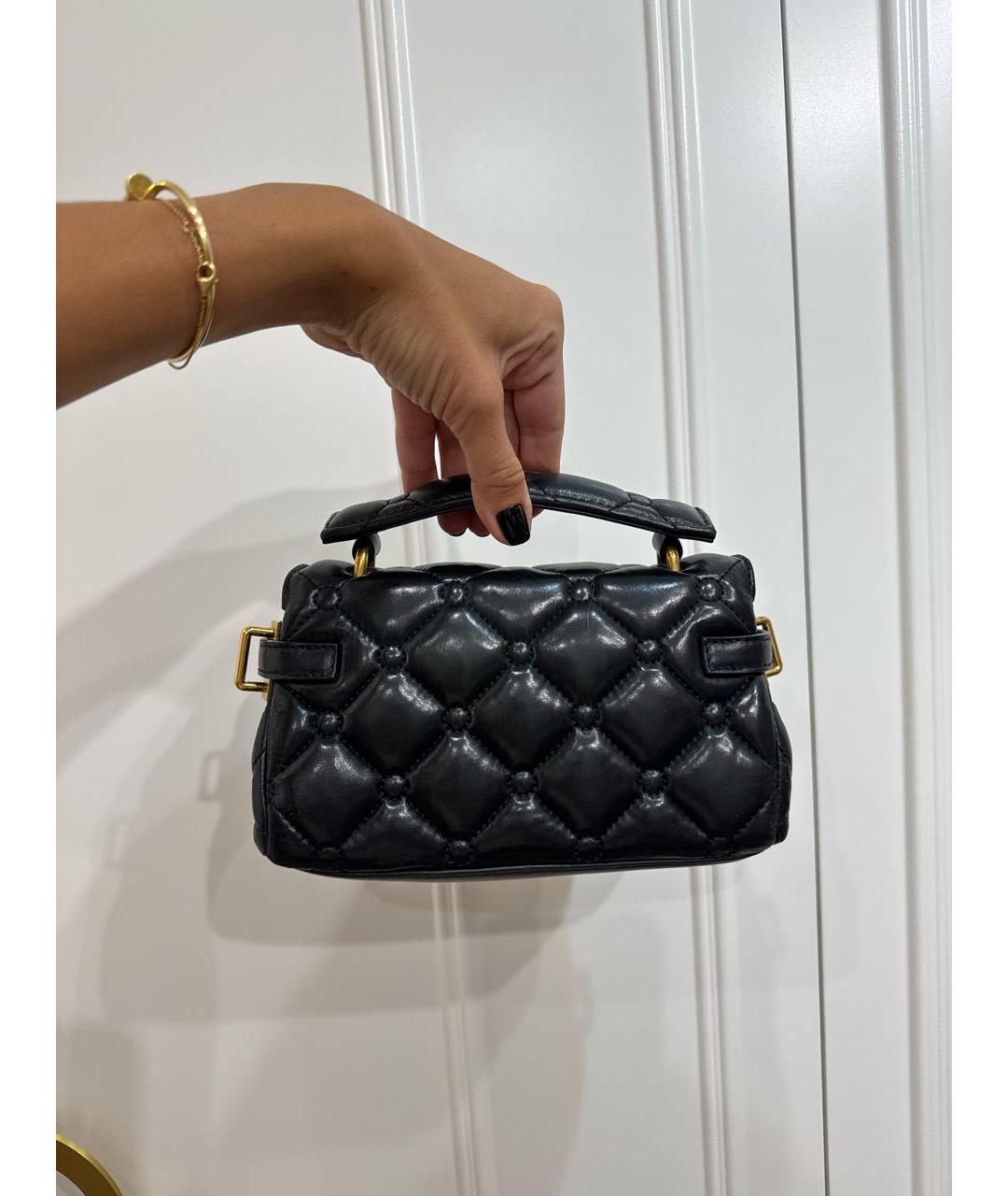 BALMAIN Черная кожаная сумка с короткими ручками, фото 3