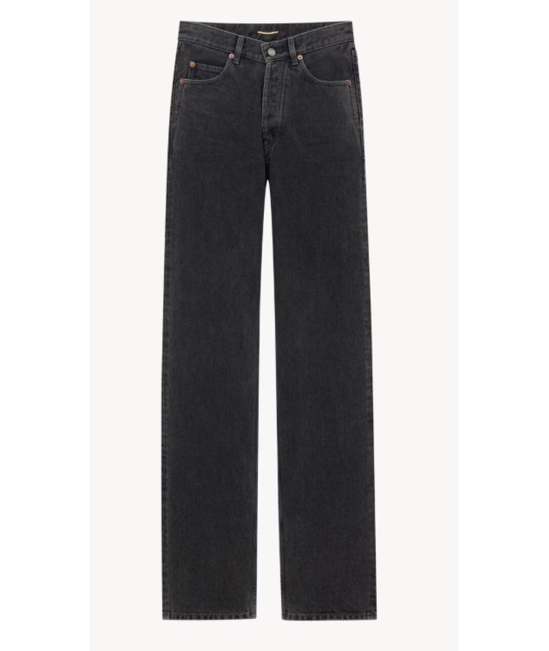 SAINT LAURENT Черные хлопковые прямые джинсы, фото 3
