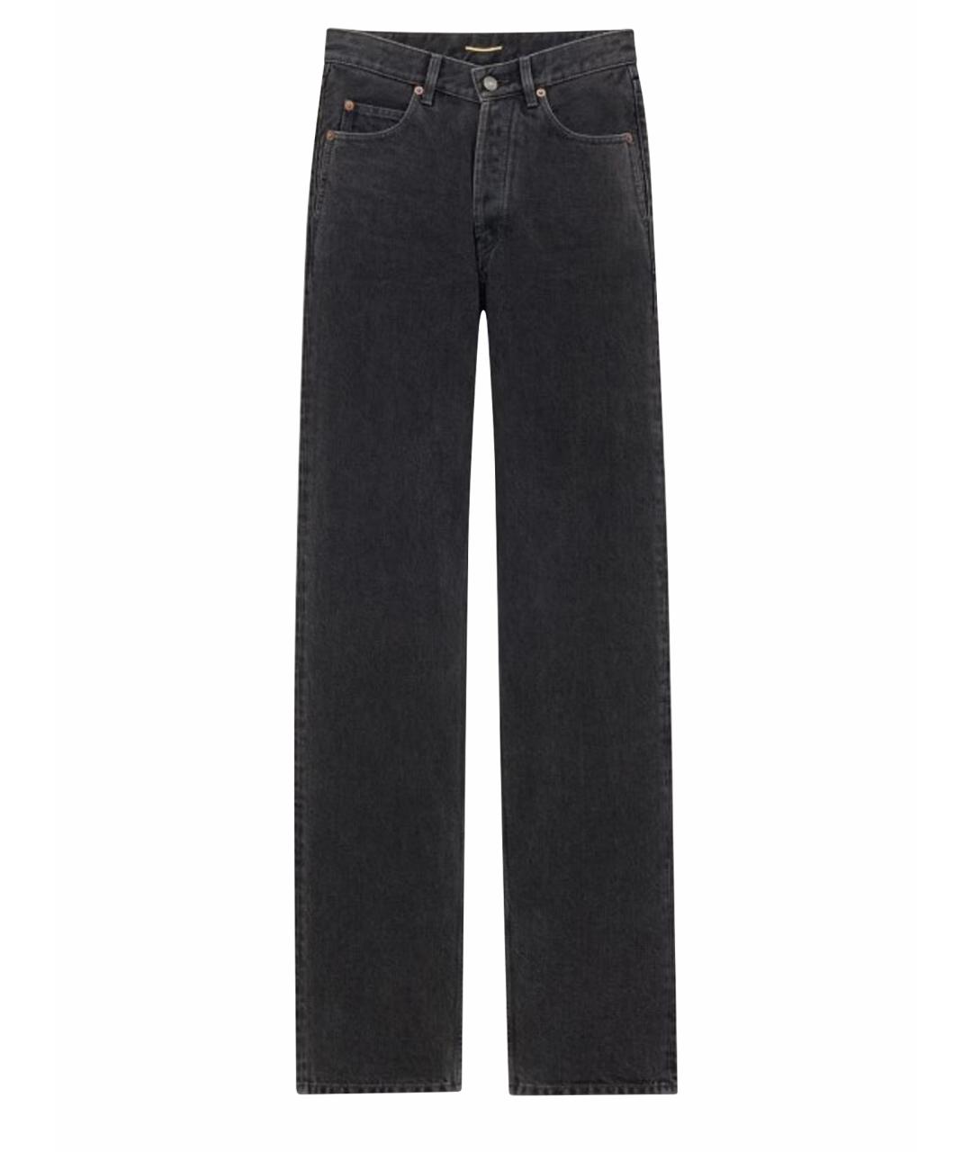 SAINT LAURENT Черные хлопковые прямые джинсы, фото 1