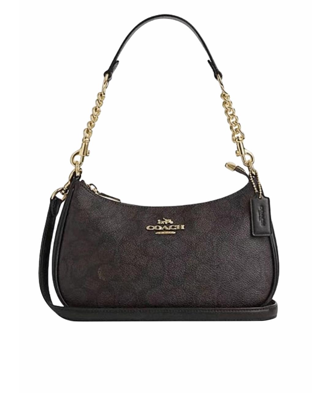 COACH Коричневая сумка с короткими ручками из искусственной кожи, фото 1