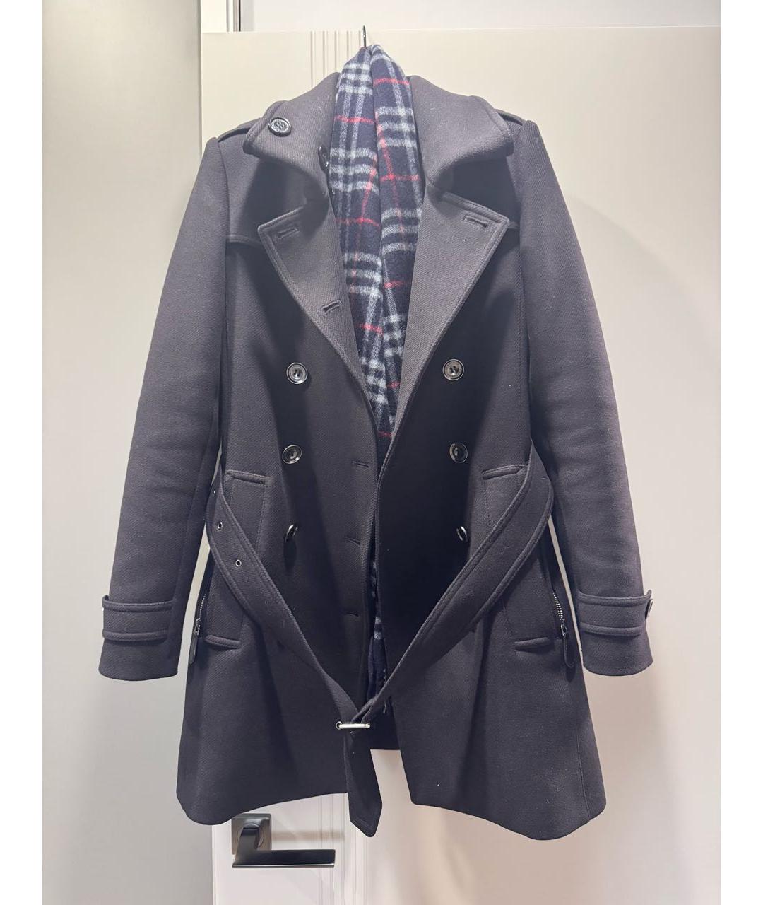 BURBERRY Темно-синее шерстяное пальто, фото 4