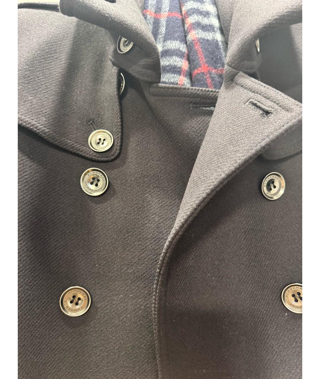 BURBERRY Темно-синее шерстяное пальто, фото 3