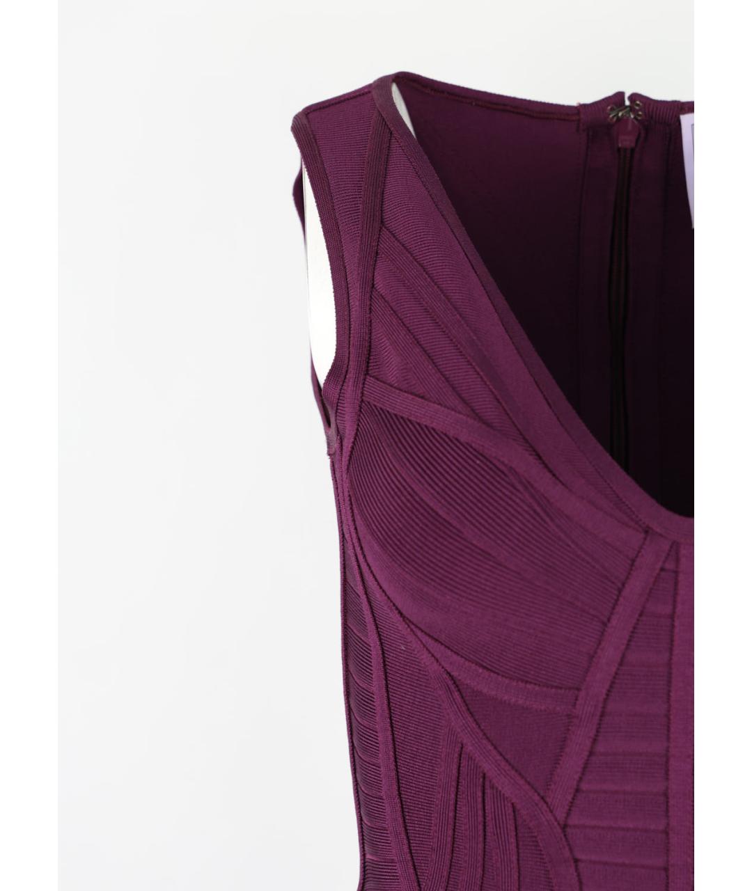 HERVE LEGER Фиолетовое вискозное коктейльное платье, фото 5