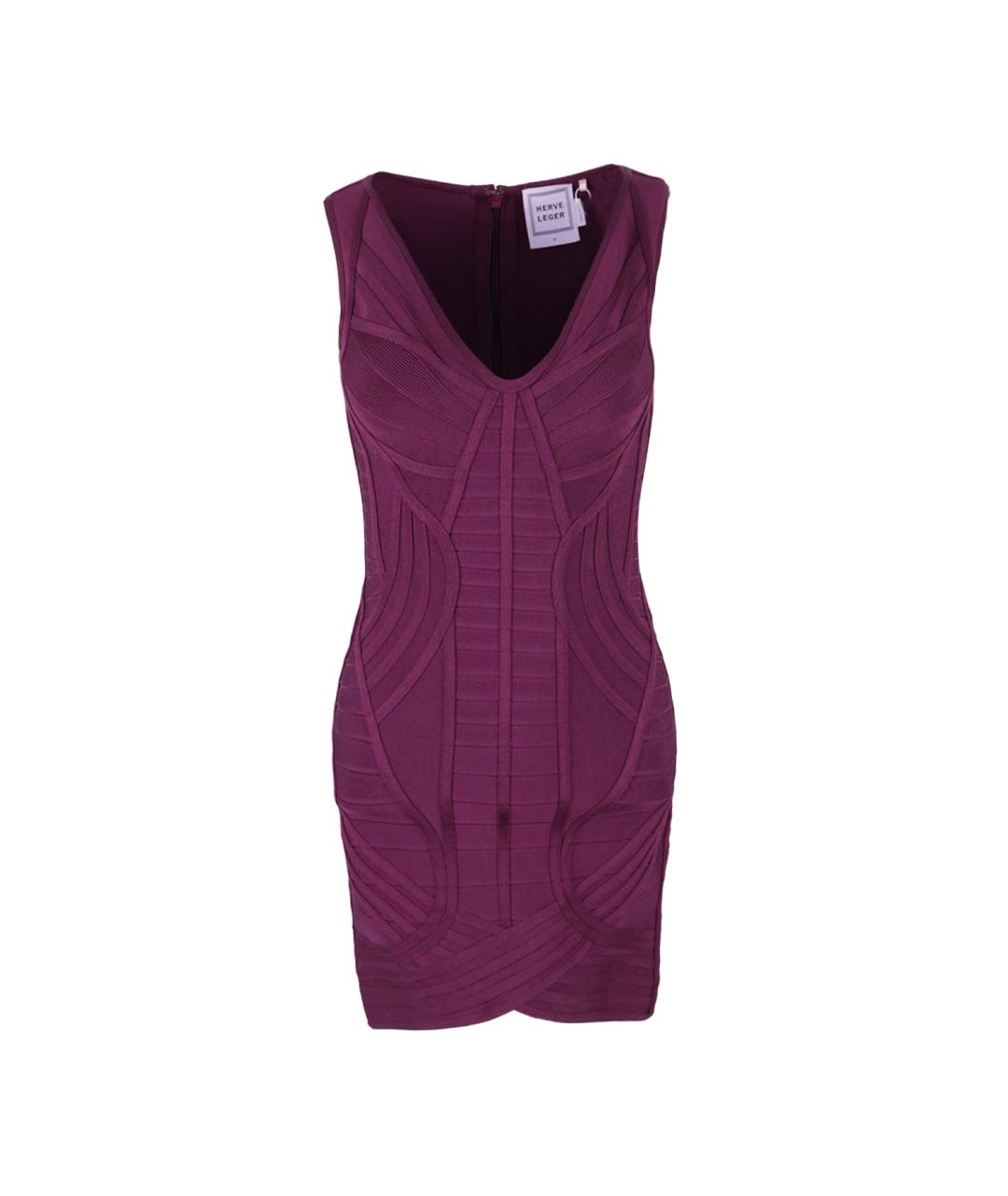 HERVE LEGER Фиолетовое вискозное коктейльное платье, фото 6