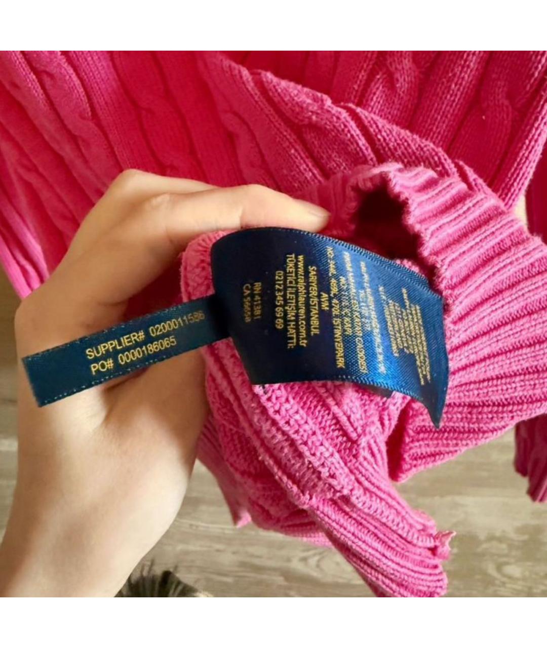 POLO RALPH LAUREN Розовый хлопковый джемпер / свитер, фото 3