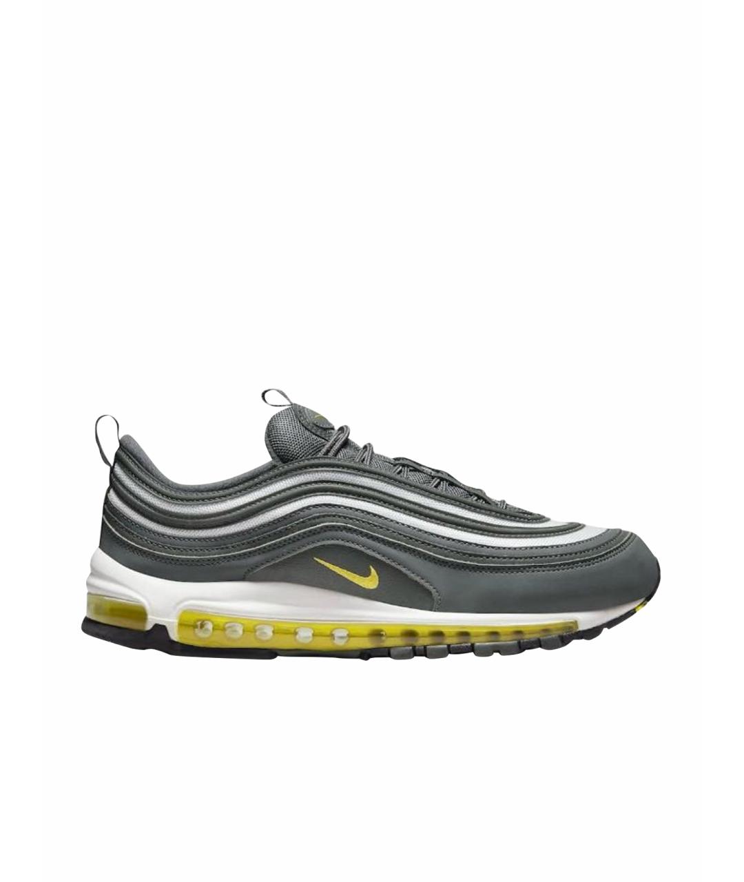 NIKE Антрацитовые кожаные низкие кроссовки / кеды, фото 1