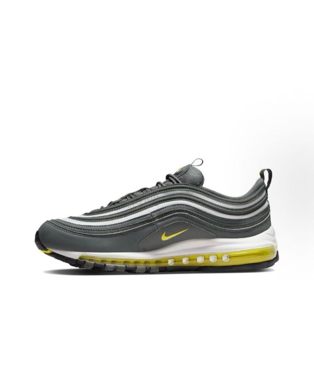 NIKE Антрацитовые кожаные низкие кроссовки / кеды, фото 2