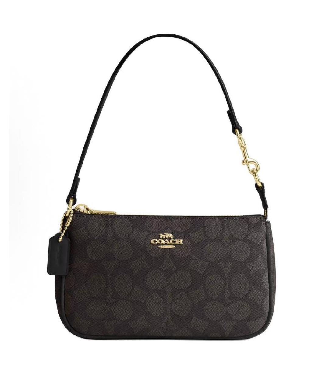 COACH Коричневая сумка с короткими ручками из искусственной кожи, фото 6