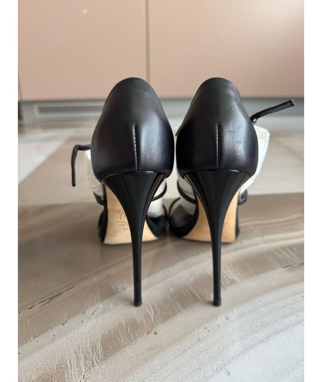 GIUSEPPE ZANOTTI DESIGN Черные кожаные босоножки, фото 4