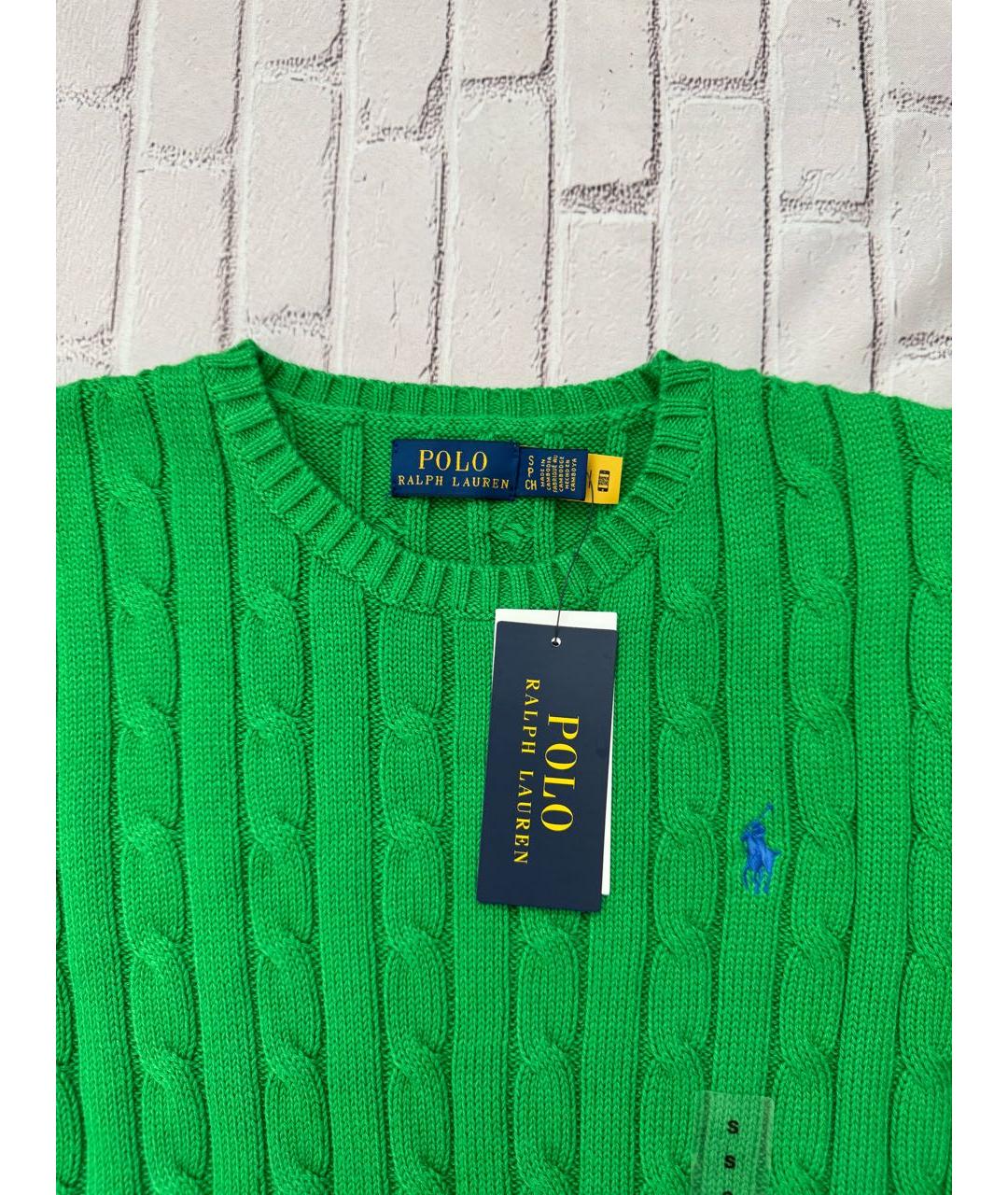POLO RALPH LAUREN Зеленый хлопковый джемпер / свитер, фото 3