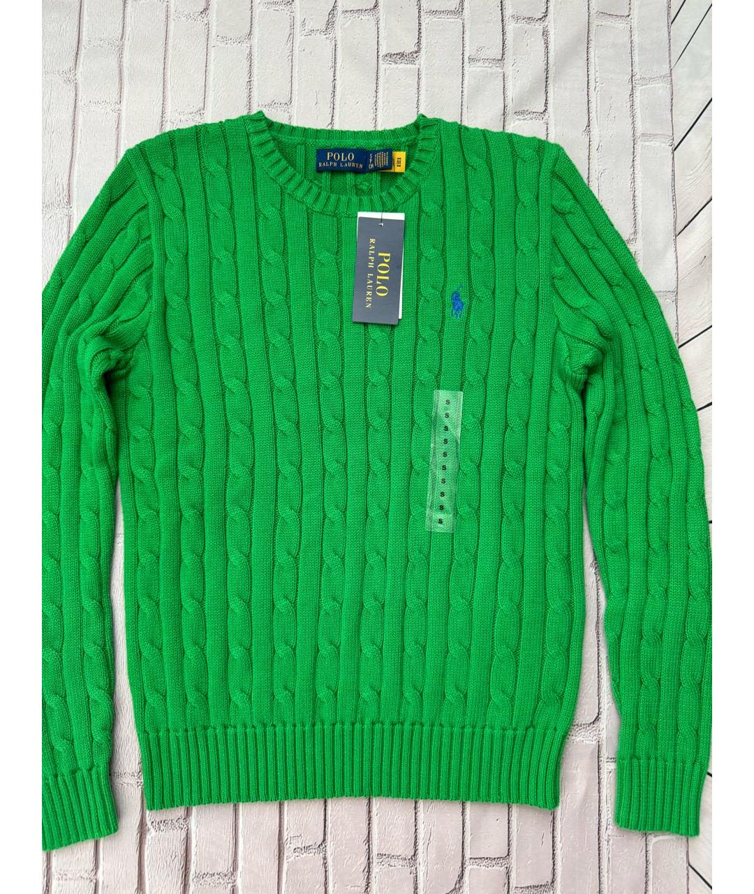 POLO RALPH LAUREN Зеленый хлопковый джемпер / свитер, фото 2
