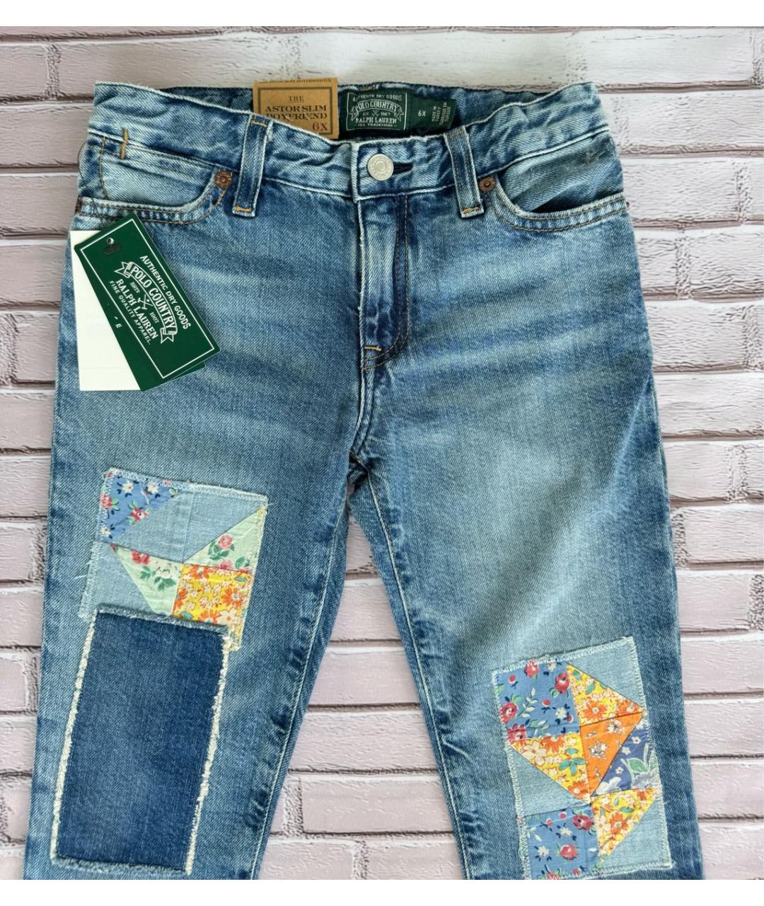 RALPH LAUREN Голубые хлопковые детские джинсы, фото 2