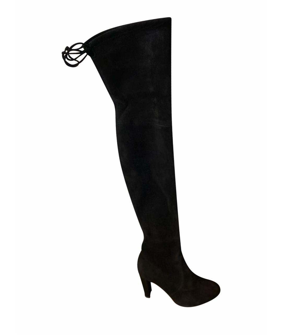 STUART WEITZMAN Черные замшевые ботфорты, фото 1