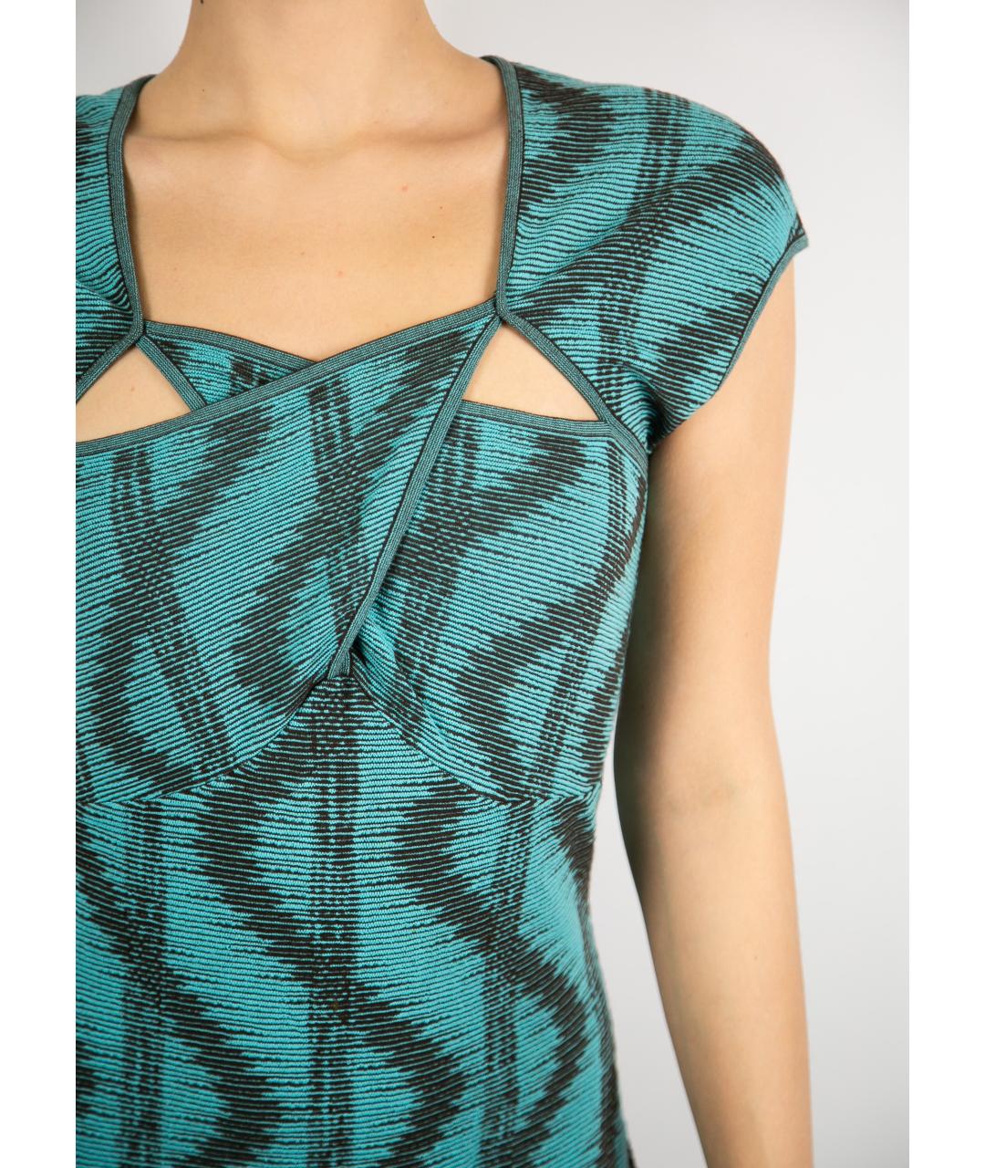 MISSONI Бирюзовое вискозное коктейльное платье, фото 4