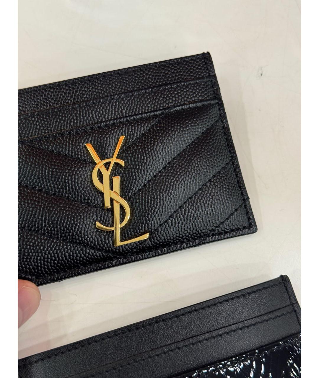 SAINT LAURENT Черный кожаный кардхолдер, фото 3