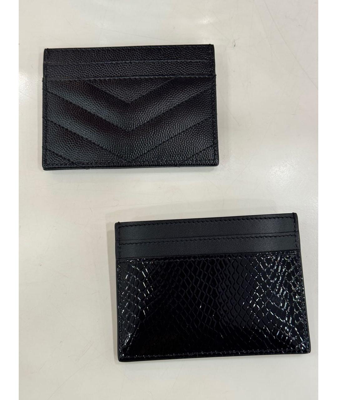 SAINT LAURENT Черный кожаный кардхолдер, фото 4