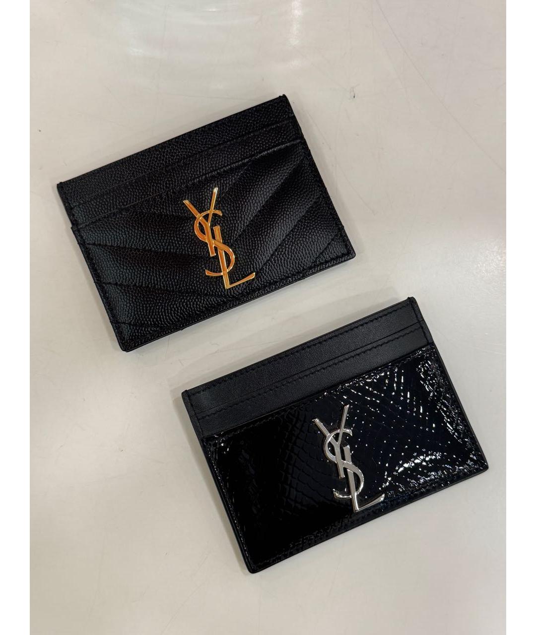 SAINT LAURENT Черный кожаный кардхолдер, фото 2