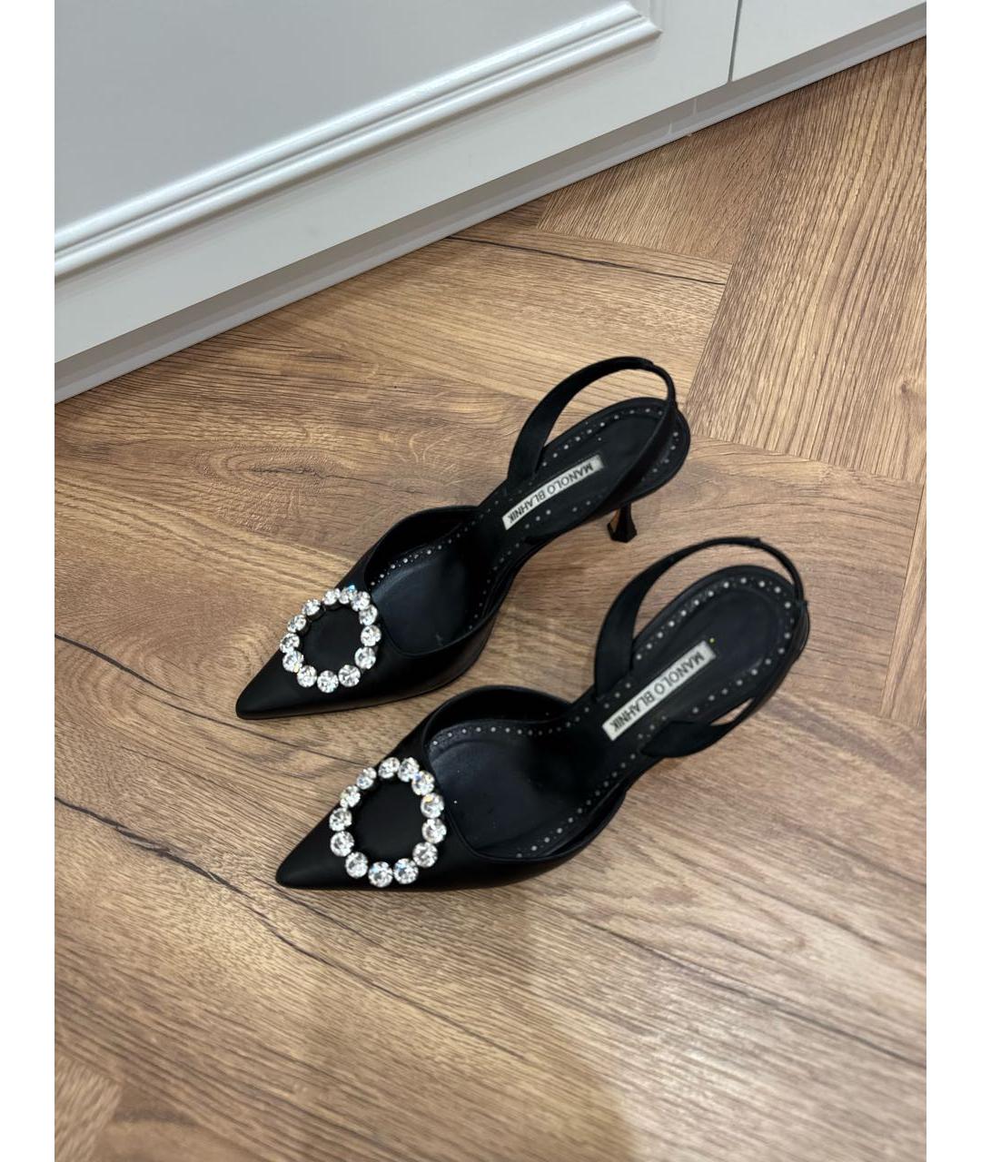 MANOLO BLAHNIK Черные кожаные туфли, фото 2
