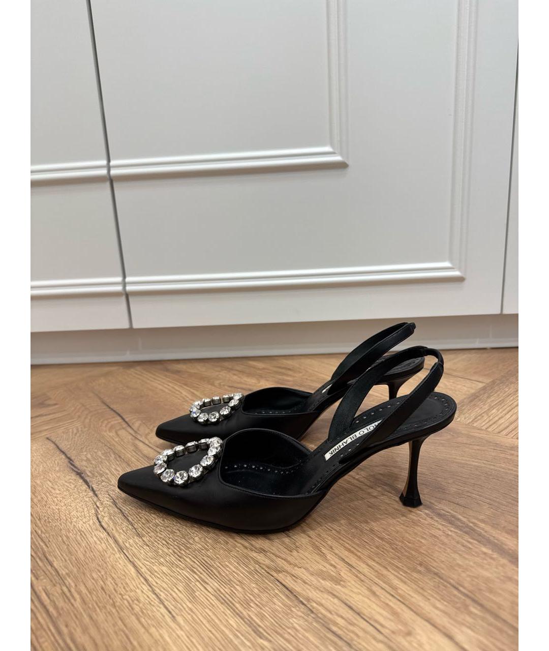 MANOLO BLAHNIK Черные кожаные туфли, фото 6