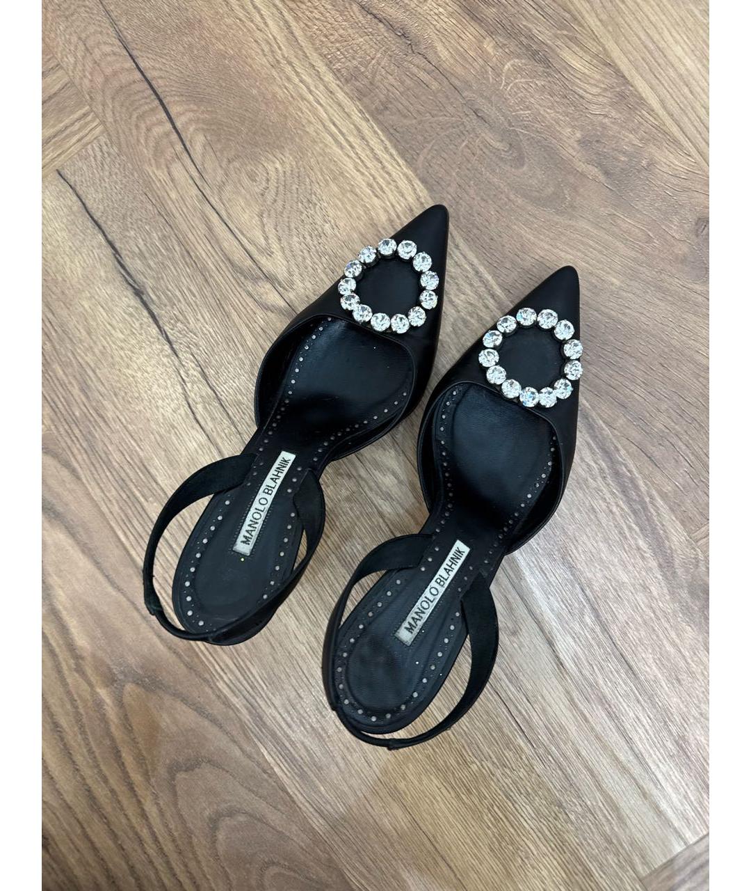 MANOLO BLAHNIK Черные кожаные туфли, фото 3