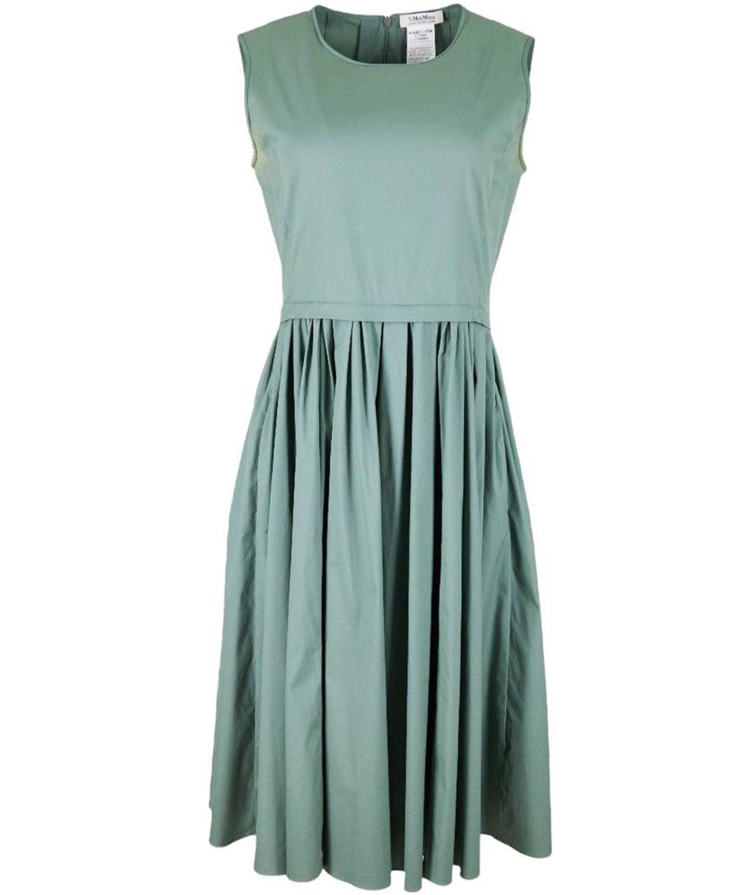 MAX MARA Зеленые хлопковое коктейльное платье, фото 1