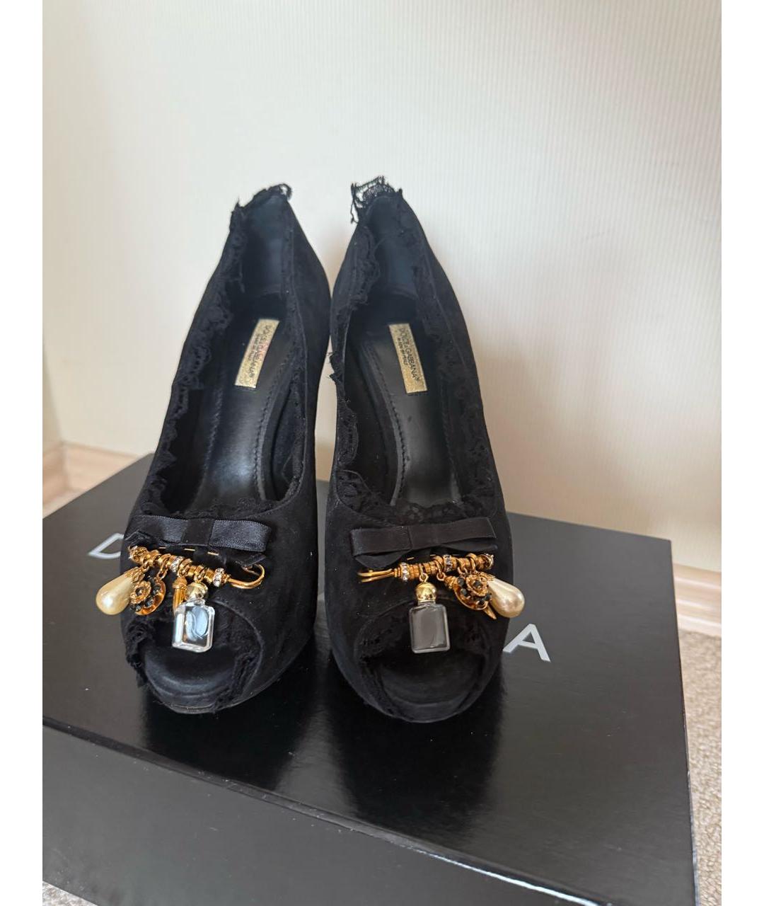 DOLCE&GABBANA Черные замшевые туфли, фото 5