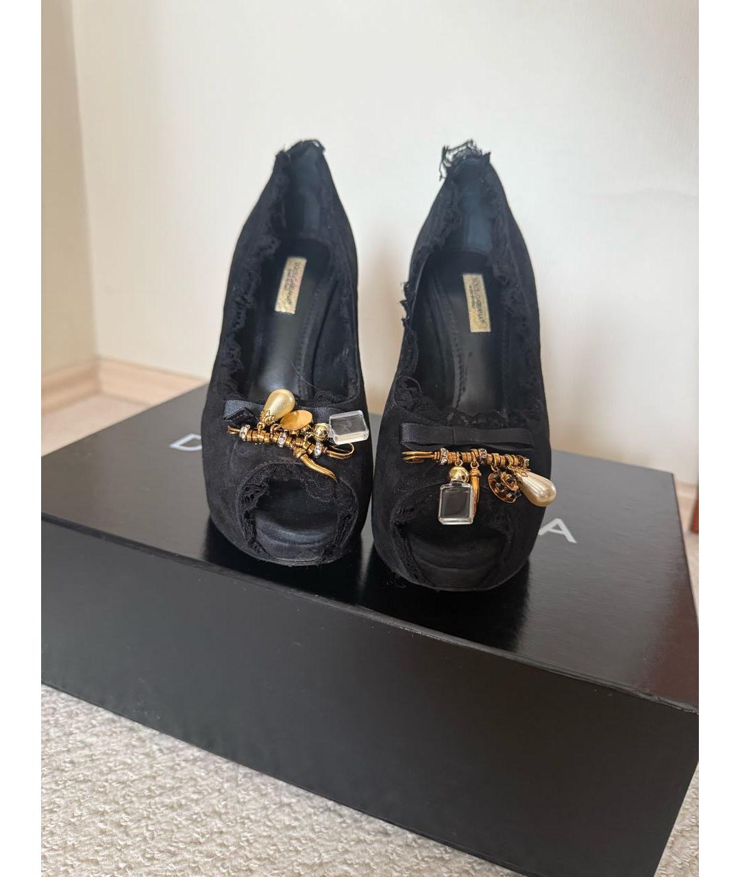 DOLCE&GABBANA Черные замшевые туфли, фото 2