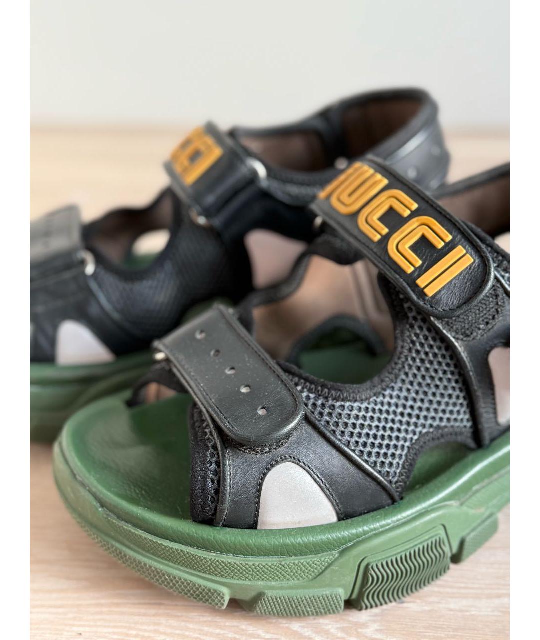 GUCCI Зеленые резиновые сандалии, фото 5