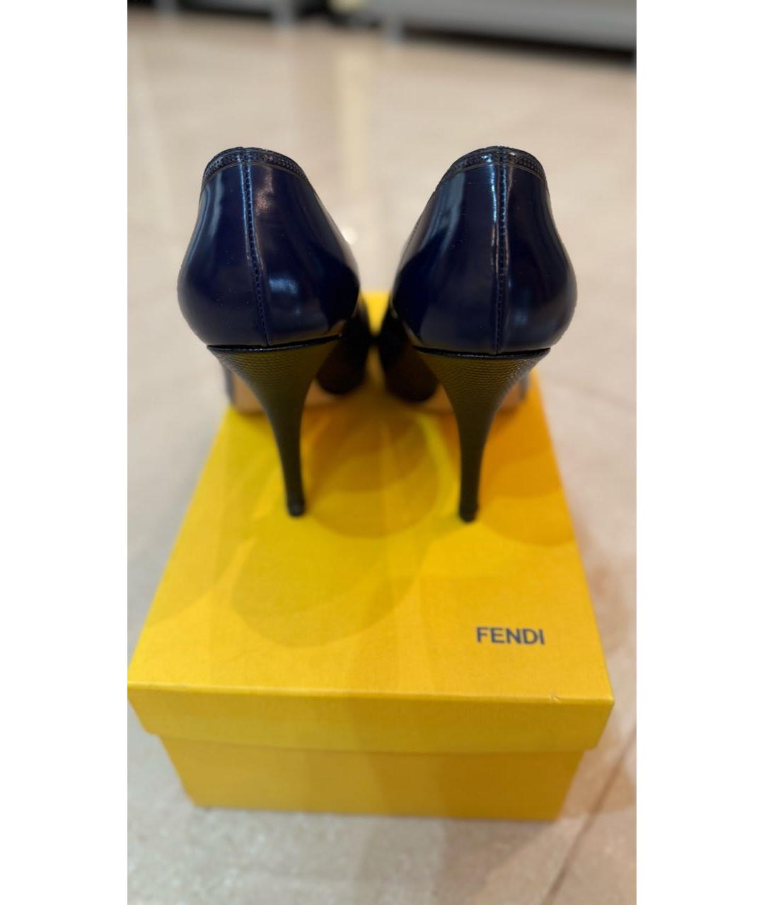 FENDI Темно-синие кожаные туфли, фото 3